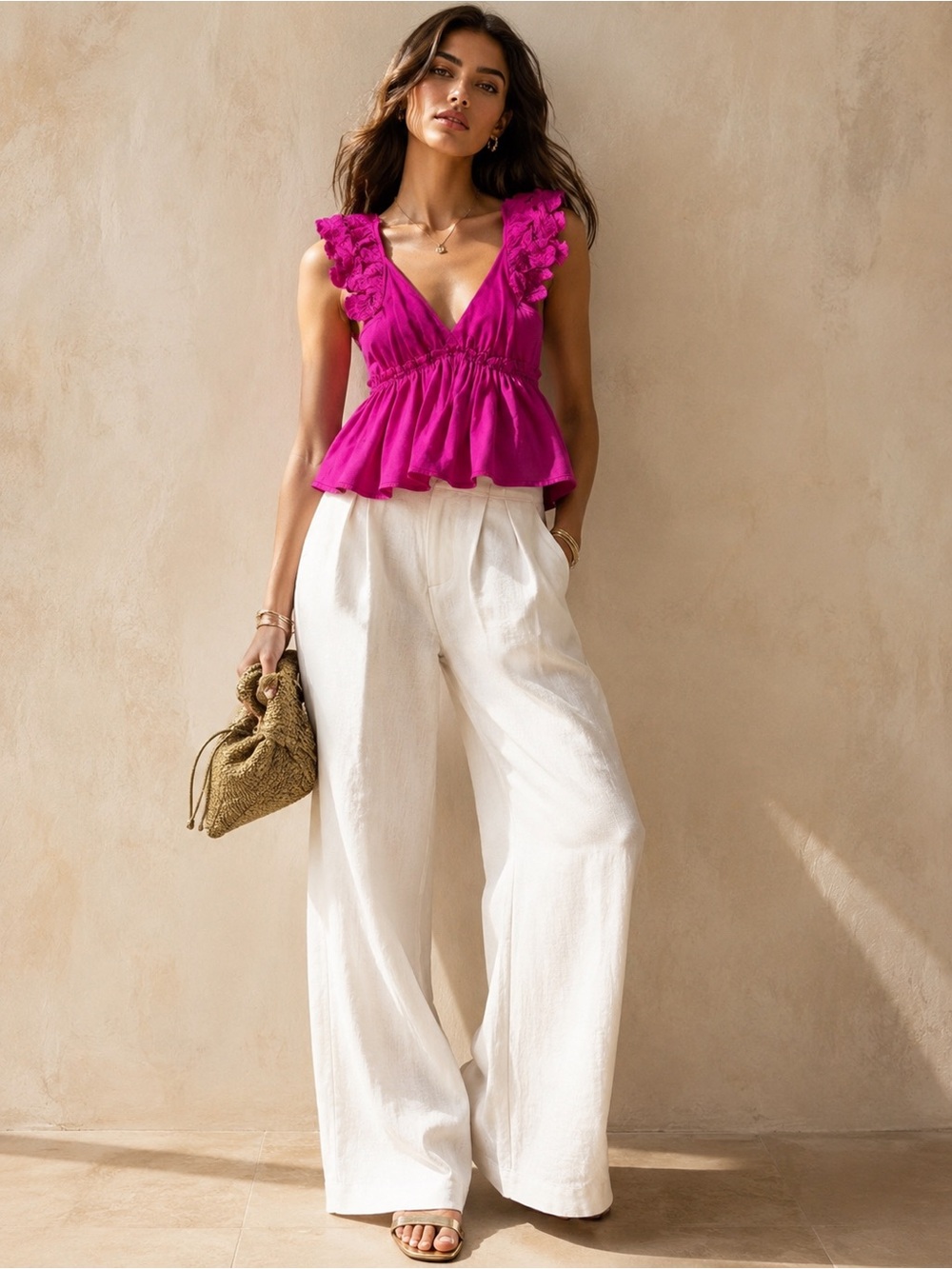 NWT Anthropologie Cotton Flutter Sleeve Babydoll Top Pink S